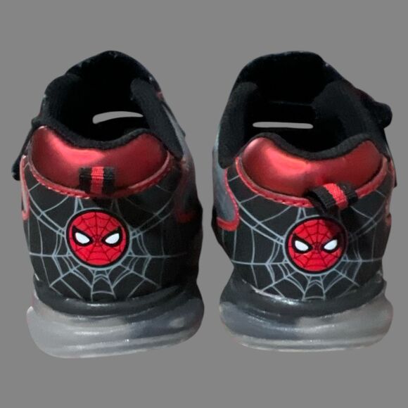 Marvel Spiderman Shoes Boys Size 12 Light Up Hook Loop Black Red - Picture 5 of 6